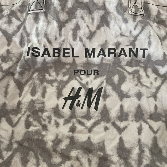 Isabel Marant x h&m, Alo big cotton beach shopper tote, grey cream tie dye style - Picture 3 of 5